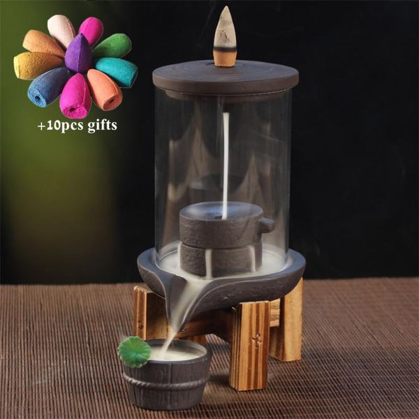fragrance lamps creative acrylic protective cover backflow incense burner ceramic smoke waterfall holder aroma censer + 10pcs cones
fragrance lamps creative acrylic protective cover backflow incense burner ceramic smoke waterfall holder aroma censer + 10pcs cones