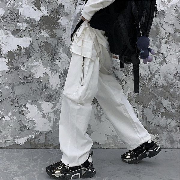 women's pants & capris focal20 streetwear solid color chain women loose pockets zipper elastic waist female trousers casual autumn lady, Black;white
women's pants & capris focal20 streetwear solid color chain women loose pockets zipper elastic waist female trousers casual autumn lady, Black;white