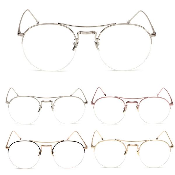 men women nerd round glasses eyeglass half frame spectacles clear lens eyewear fashion sunglasses frames, Black
men women nerd round glasses eyeglass half frame spectacles clear lens eyewear fashion sunglasses frames, Black