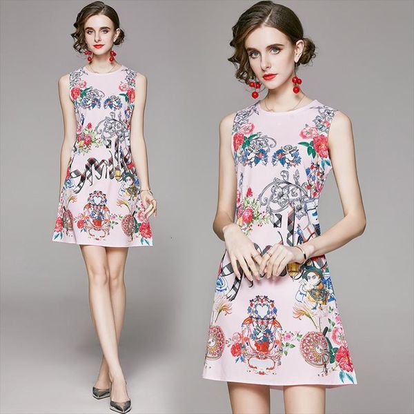 summer runway vintage floral print women dresses sleeveless crew round o neck ladies party casual evening mini vest shift, Black;gray
summer runway vintage floral print women dresses sleeveless crew round o neck ladies party casual evening mini vest shift, Black;gray