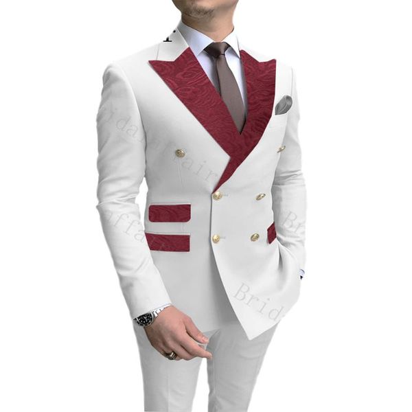 men's suits & blazers classic burgundy paisley lapel pockets men white wedding groom double breasted costume homme mens, White;black
men's suits & blazers classic burgundy paisley lapel pockets men white wedding groom double breasted costume homme mens, White;black