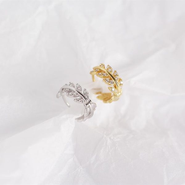 stud fashion temperament olive leaf round earrings male and female generic leaves plant personality jewelry accessories, Golden;silver
