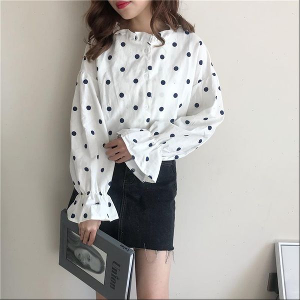 long sleeve fashion clothing sweet women shirt stand black dot white butterfly feminine blusas
long sleeve fashion clothing sweet women shirt stand black dot white butterfly feminine blusas