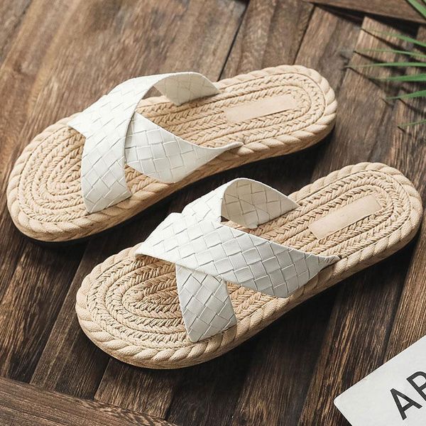 slippers summer women straw sandy flip flop fashion ladies weave flat pu leather women's beach shoe casual female footwear 2021, Black
slippers summer women straw sandy flip flop fashion ladies weave flat pu leather women's beach shoe casual female footwear 2021, Black