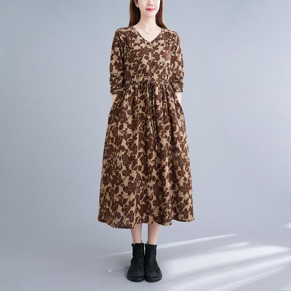 casual dresses vintage dress 2021 arrival long sleeve cotton linen women spring autumn print floral office lady work, Black;gray
casual dresses vintage dress 2021 arrival long sleeve cotton linen women spring autumn print floral office lady work, Black;gray