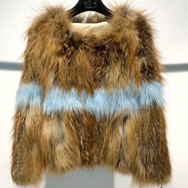 women's fur & faux knitted jacket ladies real women natural, Black