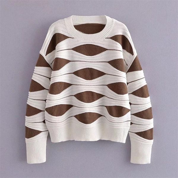 women's sweaters traf women 2021 fashion loose striped knit sweater vintage round neck long sleeve female pullovers streetwear, White;black
women's sweaters traf women 2021 fashion loose striped knit sweater vintage round neck long sleeve female pullovers streetwear, White;black