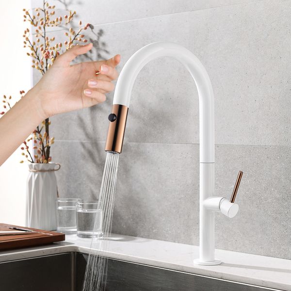 kitchen faucet pull out water mixer tap single handle 360 rotation shower faucets touch intelligent temperature change chrome white black
kitchen faucet pull out water mixer tap single handle 360 rotation shower faucets touch intelligent temperature change chrome white black
