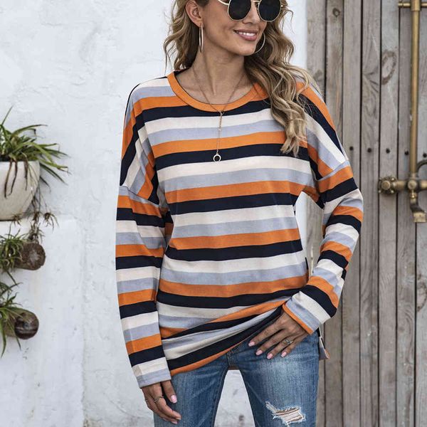 women's sweaters fashion t-shirt woman round neck tshirt striped stitching tshirts long sleeve vintage plus size ladies causa, White;black
women's sweaters fashion t-shirt woman round neck tshirt striped stitching tshirts long sleeve vintage plus size ladies causa, White;black