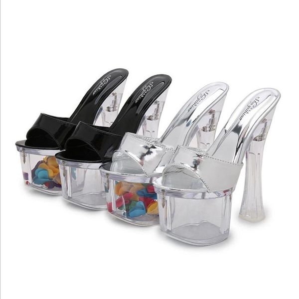 slippers 18cm super high heels thick heel fish mouth sandals nightclub waterproof platform crystal colo mqee, Black
slippers 18cm super high heels thick heel fish mouth sandals nightclub waterproof platform crystal colo mqee, Black