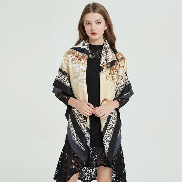 scarfs style square women lace fan printed silk 130cm summer travel sunscreen shawl, Blue;gray
scarfs style square women lace fan printed silk 130cm summer travel sunscreen shawl, Blue;gray
