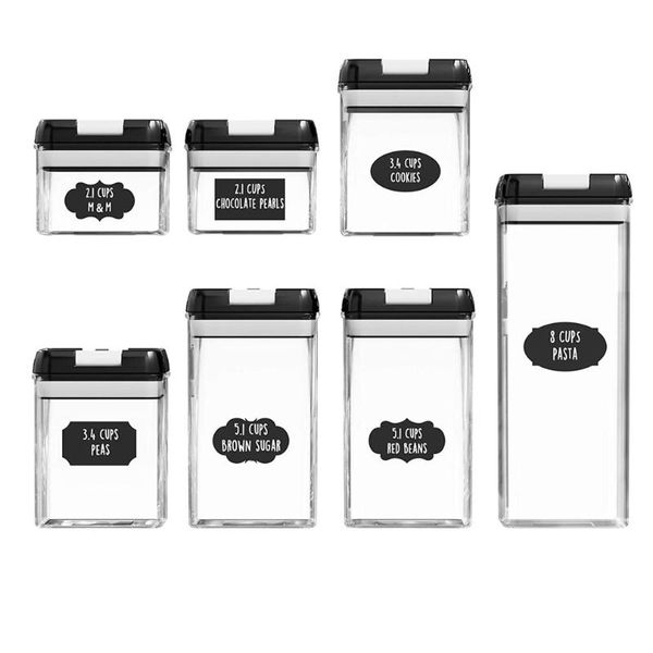 storage bottles & jars 7pcs/set airtight jar transparent plastic frosted black lid and white button grains moisture-proof
storage bottles & jars 7pcs/set airtight jar transparent plastic frosted black lid and white button grains moisture-proof
