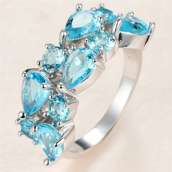 vintage female aqua blue crystal stone ring charm silver color wedding rings for women dainty bride water drop engagement, Slivery;golden
vintage female aqua blue crystal stone ring charm silver color wedding rings for women dainty bride water drop engagement, Slivery;golden