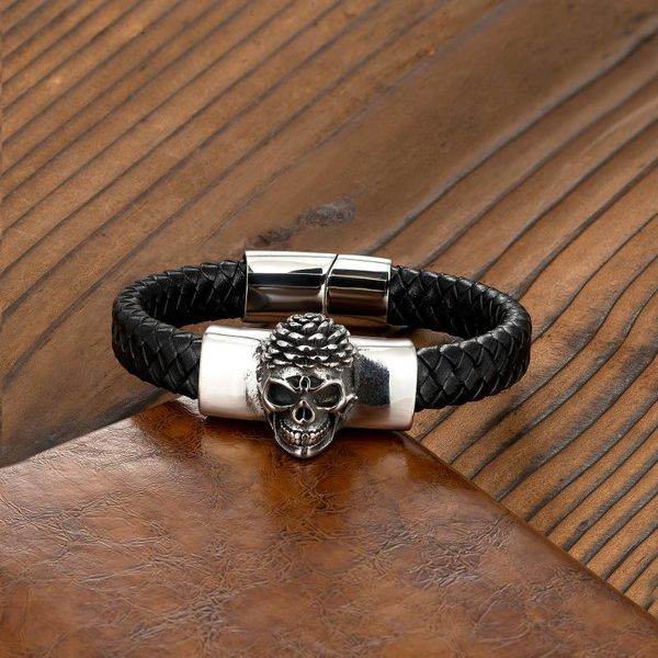 beaded, strands neo gothic punk skull men's stainless steel magnetic black leather rope bracelet halloween gift
beaded, strands neo gothic punk skull men's stainless steel magnetic black leather rope bracelet halloween gift