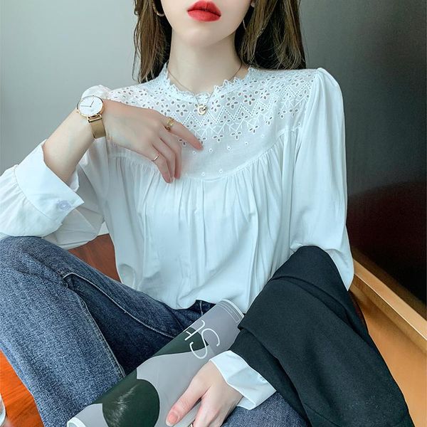 women's blouses & shirts coigarsam blouse women autumn 2021 french style patchwork full sleeve loose blusas womens and, White
women's blouses & shirts coigarsam blouse women autumn 2021 french style patchwork full sleeve loose blusas womens and, White