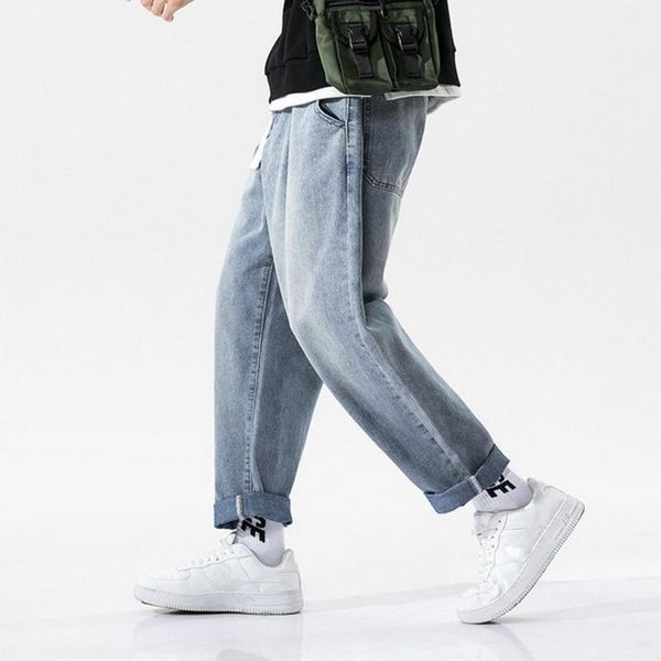 men's jeans faliza loose men casual pants simple design streetwear male kpop clothes wide leg long retro straight denim trousers, Blue
men's jeans faliza loose men casual pants simple design streetwear male kpop clothes wide leg long retro straight denim trousers, Blue