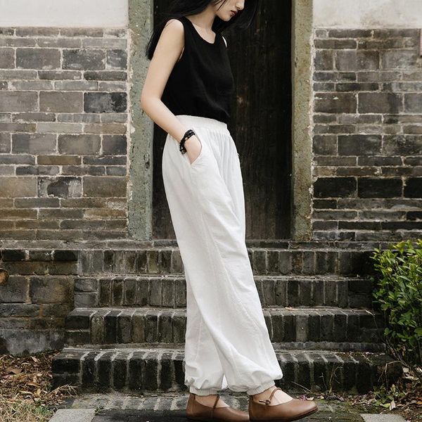 women's pants & capris spring summer women 2021 cotton linen loose pockets elastic waist casual solid color fashion trousers female, Black;white
women's pants & capris spring summer women 2021 cotton linen loose pockets elastic waist casual solid color fashion trousers female, Black;white