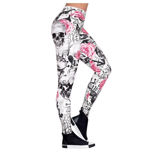 leggings women fashion skull printed skinny slim mid waist pants casual unique women's tracksuit pantalones deportivos, Black 
leggings women fashion skull printed skinny slim mid waist pants casual unique women's tracksuit pantalones deportivos, Black