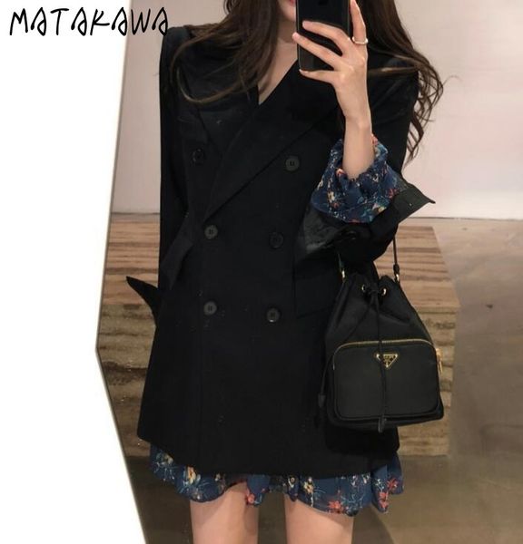 matakawa double-breasted fashion slim blazer feminino autumn korean casual chic black women blazers and jackets 210513, White;black
matakawa double-breasted fashion slim blazer feminino autumn korean casual chic black women blazers and jackets 210513, White;black