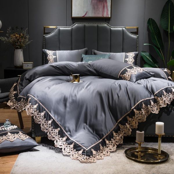 bedding sets silver gray silky soft lace set luxury solid color duvet/quilt cover bed sheet bedspread pillowcases king double size
bedding sets silver gray silky soft lace set luxury solid color duvet/quilt cover bed sheet bedspread pillowcases king double size