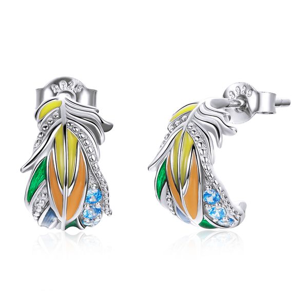 original drip oil style feather jewelry earrings retro ethnic stud white gold plated s925 silver earrings, Golden;silver
original drip oil style feather jewelry earrings retro ethnic stud white gold plated s925 silver earrings, Golden;silver