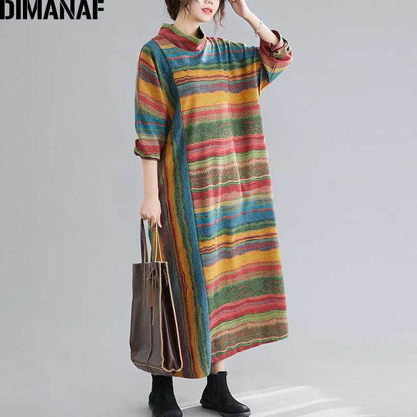 winter autumn women dress vintage turtleneck plus size vestido rainbow striped elegant lady long sleeve loose maxi 210531, Black;gray
winter autumn women dress vintage turtleneck plus size vestido rainbow striped elegant lady long sleeve loose maxi 210531, Black;gray