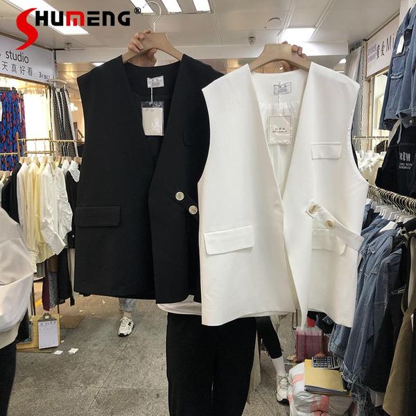 women's vests 2021 spring v-neck solid color suit vest coat mid-length loose casual blazer ladies, Black;white
women's vests 2021 spring v-neck solid color suit vest coat mid-length loose casual blazer ladies, Black;white