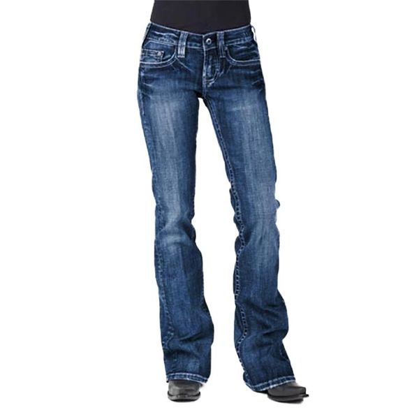 women's jeans casual women flared denim pants vinatge mid waist long clothing female trousers, Blue
women's jeans casual women flared denim pants vinatge mid waist long clothing female trousers, Blue