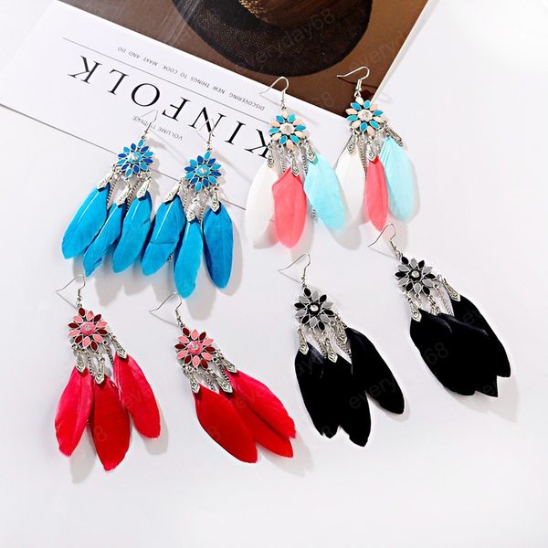 vintage flower jhumka feather earrings for women tribal long tassel earrings beads indian hangers, Silver
vintage flower jhumka feather earrings for women tribal long tassel earrings beads indian hangers, Silver