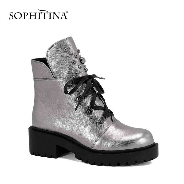 sophitina ankle boots cow leather lace- up women's shoes fashion square heel warm short plush winter boots m42 210513, Black
sophitina ankle boots cow leather lace- up women's shoes fashion square heel warm short plush winter boots m42 210513, Black
