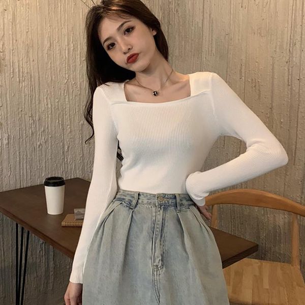 women's sweaters 2021 spring autumn women korean knit solid basic u neck knitwear femme long sleeve slim thin casual pullover female, White;black
women's sweaters 2021 spring autumn women korean knit solid basic u neck knitwear femme long sleeve slim thin casual pullover female, White;black