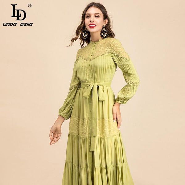 casual dresses ld linda della autumn fashion designer dress women single-breasted lantern sleeve lace patchwork belt green elegant midi, Black;gray
casual dresses ld linda della autumn fashion designer dress women single-breasted lantern sleeve lace patchwork belt green elegant midi, Black;gray