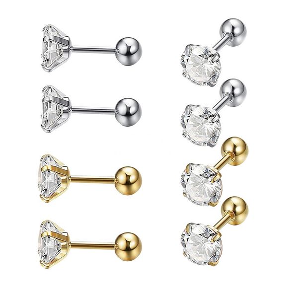 stainless steel stud earrings for women girls round ball four claws zircon earring body piercing jewelry, Golden;silver
stainless steel stud earrings for women girls round ball four claws zircon earring body piercing jewelry, Golden;silver