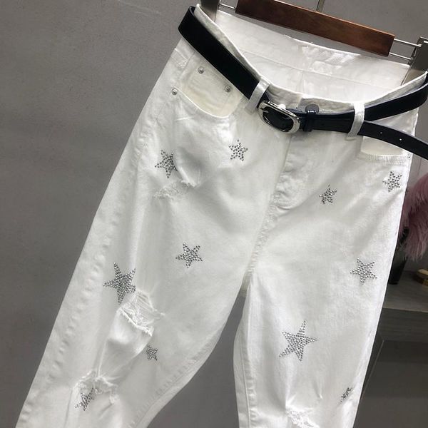 spring autumn korea fashion women white jeans high waist vintage hole loose denim casual ankle-length harem pants d436, Blue
spring autumn korea fashion women white jeans high waist vintage hole loose denim casual ankle-length harem pants d436, Blue