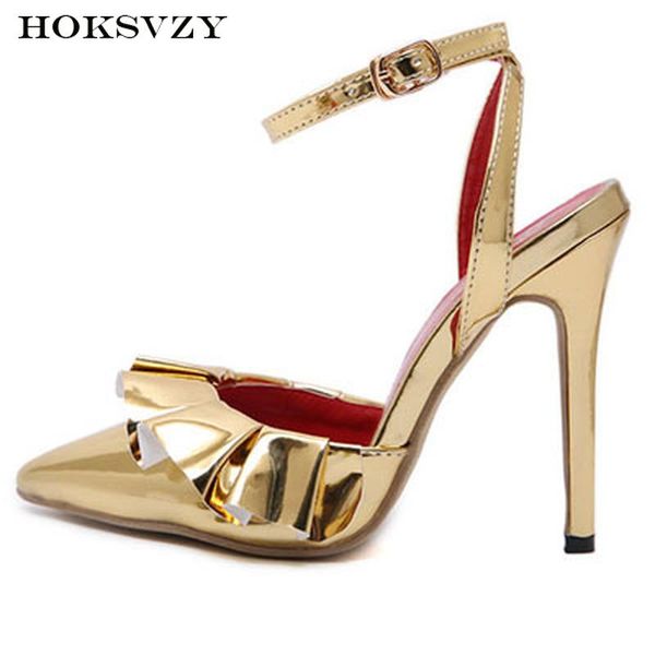 pure color women's shoes gold skirt sharp point one word buckle with empty classic sandals cwf, Black
pure color women's shoes gold skirt sharp point one word buckle with empty classic sandals cwf, Black
