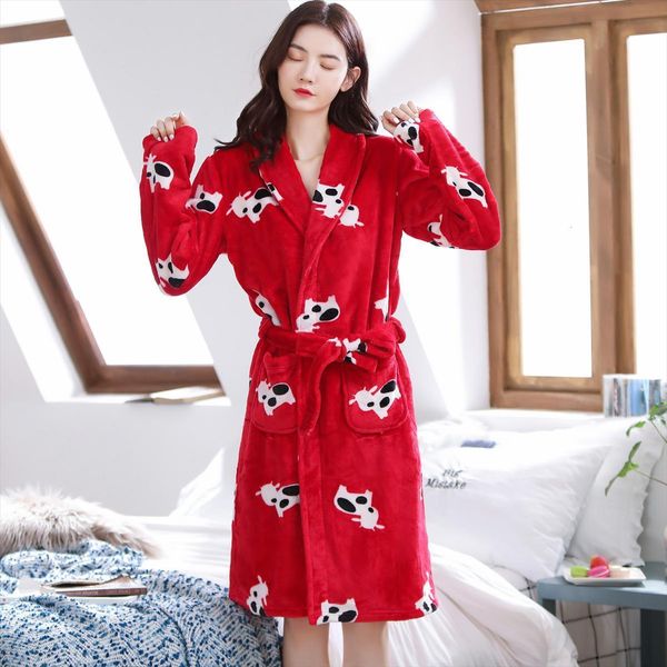 long warm flannel bathrobe women sleepwear winter thicken sleeve bath robe kimono dressing gown female cut cow cartoon, Black;red
long warm flannel bathrobe women sleepwear winter thicken sleeve bath robe kimono dressing gown female cut cow cartoon, Black;red