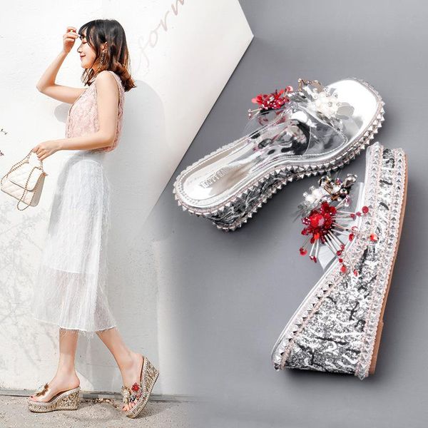 slippers 10cm high heel wedge platform thick bottom for outdoors sandals rhinestone women's shoes, Black
slippers 10cm high heel wedge platform thick bottom for outdoors sandals rhinestone women's shoes, Black