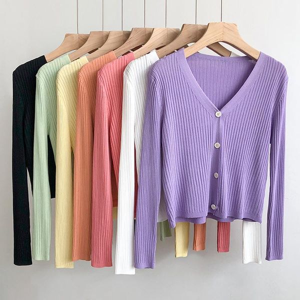 women's knits & tees simple fall cropped cardigan woman all match single breasted autumn knitted 2021 solid long sleeve sweater, White
women's knits & tees simple fall cropped cardigan woman all match single breasted autumn knitted 2021 solid long sleeve sweater, White