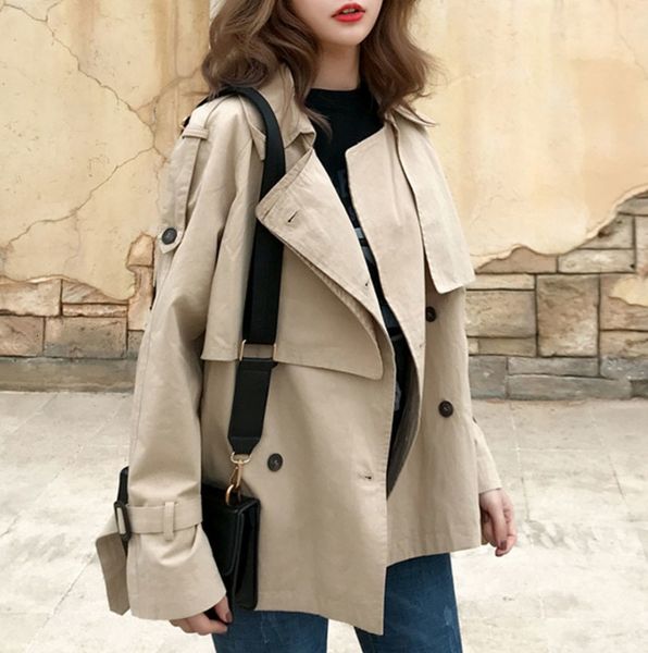 women's wool & blends solid fashion short autumn trench coats casual loose warm windbreaker korean style women vintage elegant ove, Black
women's wool & blends solid fashion short autumn trench coats casual loose warm windbreaker korean style women vintage elegant ove, Black
