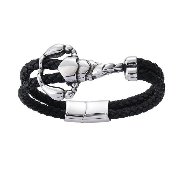 charm bracelets men's retro domineering bracelet, stainless steel metal accessories, leather woven bracelet, Golden;silver
charm bracelets men's retro domineering bracelet, stainless steel metal accessories, leather woven bracelet, Golden;silver