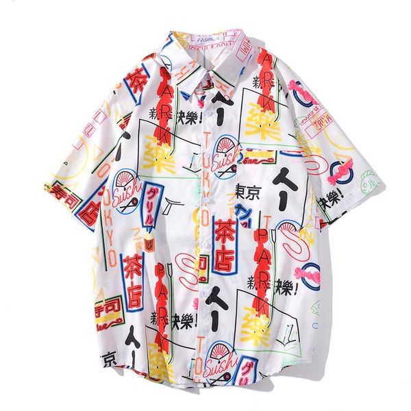 men's casual shirts japanese style vintage short sleeve men hawaii shirt summer korean version trendy and women loose floral koszula, White;black
men's casual shirts japanese style vintage short sleeve men hawaii shirt summer korean version trendy and women loose floral koszula, White;black