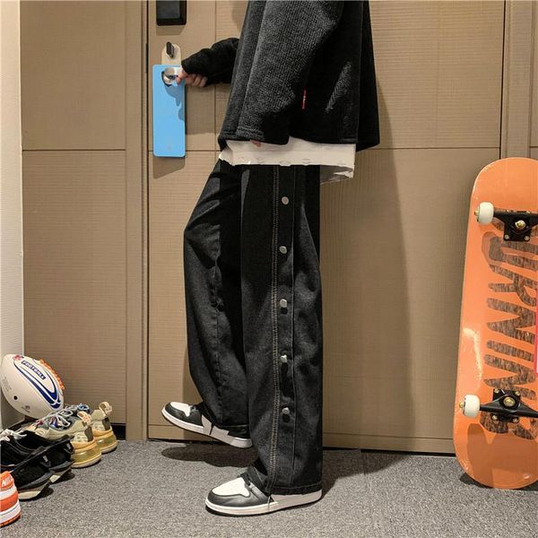 men jeans loose big size 2xl mens wide leg trousers solid buttons korean fashion style casual daily students streetwear leisure men's, Blue
men jeans loose big size 2xl mens wide leg trousers solid buttons korean fashion style casual daily students streetwear leisure men's, Blue
