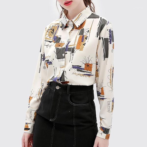 blouse women ladies printing turn-down collar loose shirt long sleeve chemise femme manche longue blouses women's & shirts, White
blouse women ladies printing turn-down collar loose shirt long sleeve chemise femme manche longue blouses women's & shirts, White