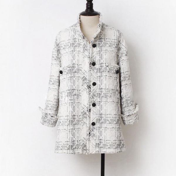 tweed jacket creamy-white plaid tassel autumn / winter women's casual business ladies one-piece jackets, Black;brown
tweed jacket creamy-white plaid tassel autumn / winter women's casual business ladies one-piece jackets, Black;brown