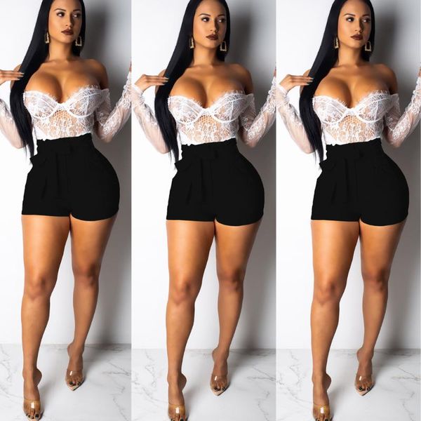 women's shorts women high waist bow tie belt wide leg female summer a-line loose solid yellow black white, White;black
women's shorts women high waist bow tie belt wide leg female summer a-line loose solid yellow black white, White;black