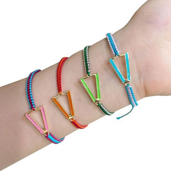 link, chain v-shaped triangle women's braided bracelet color handmade strap summer lucky rope adjustable two-color stitching style, Black
link, chain v-shaped triangle women's braided bracelet color handmade strap summer lucky rope adjustable two-color stitching style, Black