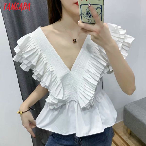 women's blouses & shirts tangada women ruffle white summer shirts v neck short sleeve solid female backless party blouses 4q35 im3s
women's blouses & shirts tangada women ruffle white summer shirts v neck short sleeve solid female backless party blouses 4q35 im3s