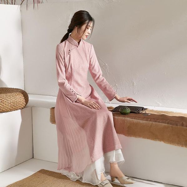 ethnic clothing chinese style tea dress elegant draped beaded zen cotton qipao women slim long cheongsam vestidos autumn winter s-xl, Red
ethnic clothing chinese style tea dress elegant draped beaded zen cotton qipao women slim long cheongsam vestidos autumn winter s-xl, Red