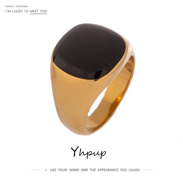 cluster rings yhpup black enamel ring for women stainless steel bagues pour femme metal texture jewelry summer gift 2021, Golden;silver
cluster rings yhpup black enamel ring for women stainless steel bagues pour femme metal texture jewelry summer gift 2021, Golden;silver