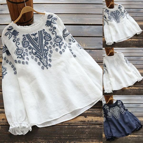 women's blouses & shirts fashion women casual blouse embroidery prints o-neck long sleeve flared sleeves shirt female loose ruffle blu, White
women's blouses & shirts fashion women casual blouse embroidery prints o-neck long sleeve flared sleeves shirt female loose ruffle blu, White